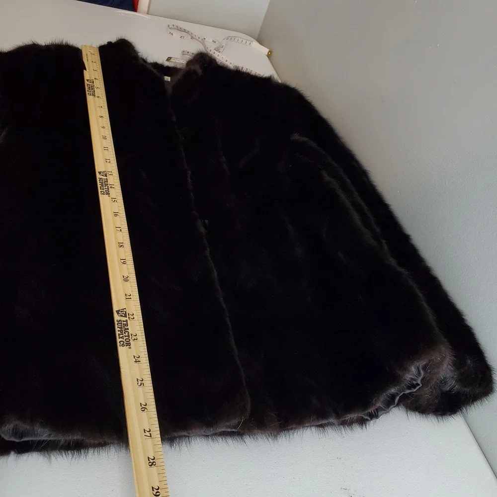 Vintage Bemberg Jacquard Fur Jacket Brown Chevron S Mob Wife Old Money Luxury